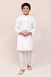 Buy_Petite Pomme_White Linen, Silk Embroidery Kurta Pant Set _Online_at_Aza_Fashions