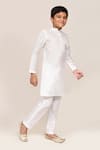 Petite Pomme_White Silk Sequins Work Kurta Pant Set _at_Aza_Fashions