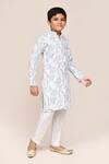Petite Pomme_White Cotton, Silk Embroidery Full Kurta Pant Set _at_Aza_Fashions