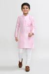 Buy_Petite Pomme_Pink Cotton, Silk Geometric Print Kurta And Pant Set _at_Aza_Fashions