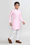 Petite Pomme_Pink Cotton, Silk Geometric Print Kurta And Pant Set _at_Aza_Fashions