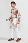 Shop_Petite Pomme_Cream Georgette, Silk Floral Print Kurta And Pant Set _Online_at_Aza_Fashions