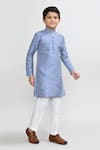 Buy_Arihant Rai Sinha_Blue Silk Zari Work Kurta And Pant Set _at_Aza_Fashions