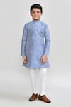 Arihant Rai Sinha_Blue Silk Zari Work Kurta And Pant Set _at_Aza_Fashions