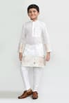 Buy_Petite Pomme_White Jacquard, Silk Embroidery Kurta Pant Set _at_Aza_Fashions