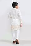 Shop_Petite Pomme_White Jacquard, Silk Embroidery Kurta Pant Set _at_Aza_Fashions