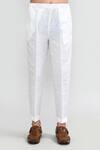 Petite Pomme_White Jacquard, Silk Embroidery Kurta Pant Set _Online_at_Aza_Fashions