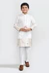 Buy_Petite Pomme_White Jacquard, Silk Embroidery Kurta Pant Set _Online_at_Aza_Fashions
