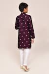 Shop_Petite Pomme_Magenta Satin, Silk Zari Work Kurta And White Pant Set _at_Aza_Fashions