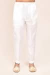 Arihant Rai Sinha_Yellow Silk Zari, Embroidery Blend Kurta And White Pant Set _Online_at_Aza_Fashions