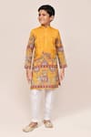 Buy_Arihant Rai Sinha_Yellow Silk Zari, Embroidery Blend Kurta And White Pant Set _Online_at_Aza_Fashions