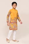Arihant Rai Sinha_Yellow Silk Zari, Embroidery Blend Kurta And White Pant Set _at_Aza_Fashions