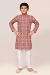 Buy_Petite Pomme_Red Cotton Printed Kurta And White Pant Set _at_Aza_Fashions