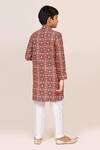 Shop_Petite Pomme_Red Cotton Printed Kurta And White Pant Set _at_Aza_Fashions