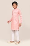 Shop_Petite Pomme_Pink Silk Mirrors Work Blend Kurta And Pant Set _Online_at_Aza_Fashions