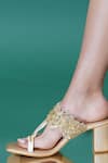 Sole House_Gold Sequins, Embroidery Chantilly Lace Heels _at_Aza_Fashions