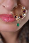 Buy_Vasundhara_Gold Plated Gemstones Embellished Designer Nath _at_Aza_Fashions