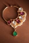 Shop_Vasundhara_Gold Plated Gemstones Embellished Designer Nath _at_Aza_Fashions