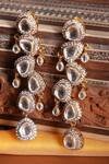 Shop_Vasundhara_Gold Plated Gemstones Embellished Earrings _at_Aza_Fashions