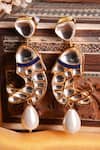 Shop_Vasundhara_Gold Plated Pearls, Stones Veera Designer Earrings _at_Aza_Fashions