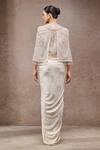 Shop_Tarun Tahiliani_Ivory Tulle, Net, Jersey Beads Open Neck, Sweetheart Foil Corset And Skirt Set _at_Aza_Fashions