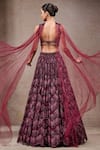 Shop_Tarun Tahiliani_Purple Tulle, Net Sequins, Embroidery, Beads Halter Neck Plum Lehenga Set _at_Aza_Fashions