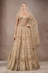 Buy_Tarun Tahiliani_Gold Tulle, Net Sequins, Embroidery Sweetheart Neck Lehenga Set _at_Aza_Fashions