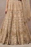 Shop_Tarun Tahiliani_Gold Tulle, Net Sequins, Embroidery Sweetheart Neck Lehenga Set _Online_at_Aza_Fashions