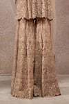 Buy_Tarun Tahiliani_Gold Tulle Embroidery, Sequins V-neck Net Sharara Kurta Set _Online_at_Aza_Fashions