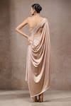 Shop_Tarun Tahiliani_Pink Jersey Asymmetric Blush Designer Foil Gown _at_Aza_Fashions