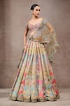 Buy_Tarun Tahiliani_Pink Chanderi, Satin, Silk Beads, Sequins Sweetheart Neck Designer Lehenga Set _at_Aza_Fashions