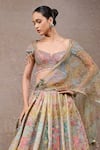 Buy_Tarun Tahiliani_Pink Chanderi, Satin, Silk Beads, Sequins Sweetheart Neck Designer Lehenga Set _Online_at_Aza_Fashions