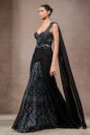 Tarun Tahiliani_Black Chiffon Sequins, Black-multi Designer Concept Saree And Corset Set _Online_at_Aza_Fashions