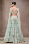 Shop_Tarun Tahiliani_Mint Tulle, Net Sequins, Beads, Embroidery V-neck Green Lehenga Set _at_Aza_Fashions