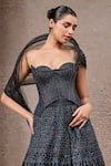 Tarun Tahiliani_Black Tulle, Net Sequins, Beads, Embroidery Sweetheart Black-multi Lehenga Set _Online_at_Aza_Fashions