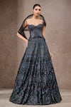 Buy_Tarun Tahiliani_Black Tulle, Net Sequins, Beads, Embroidery Sweetheart Black-multi Lehenga Set _at_Aza_Fashions