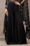 Tarun Tahiliani_Black Tulle, Net, Georgette V-, Round Designer Cape And Trouser Set _Online_at_Aza_Fashions