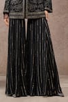 Tarun Tahiliani_Black Tulle, Net, Georgette Metallic Thread, Mukaish Fabric Jacket And Sharara Set _Online_at_Aza_Fashions