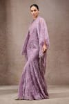 Shop_Tarun Tahiliani_Lavender , Tulle, Net High , Open Designer Saree Set _Online_at_Aza_Fashions