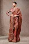 Buy_Tarun Tahiliani_Red Georgette Zari Multi Color Designer Saree And Unstitched Blouse Piece Set _at_Aza_Fashions