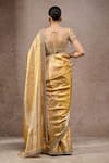 Shop_Tarun Tahiliani_Gold Brocade Embroidery, Zari Saree With Unstitched Blouse Piece _Online_at_Aza_Fashions