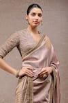 Tarun Tahiliani_Purple Brocade Beads Designer Saree With Unstitched Blouse Piece _Online_at_Aza_Fashions
