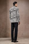Shop_Tarun Tahiliani_Ivory Georgette, Silk Geometric Pattern Designer Bandgala Set _at_Aza_Fashions