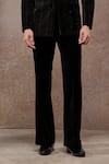Shop_Tarun Tahiliani_Black Cotton, Satin, Velvet Sequins, Embroidery Designer Bandgala Suit Set _Online_at_Aza_Fashions