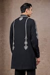 Shop_Tarun Tahiliani_Black Georgette Embroidery Designer Ivory-black Kurta And Trouser Set _at_Aza_Fashions