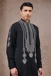 Shop_Tarun Tahiliani_Black Georgette Embroidery Designer Ivory-black Kurta And Trouser Set _Online_at_Aza_Fashions