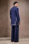 Shop_Tarun Tahiliani_Navy Georgette Embroidery Designer Sherwani Set _at_Aza_Fashions