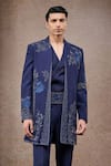 Buy_Tarun Tahiliani_Navy Georgette Embroidery Designer Sherwani Set _Online_at_Aza_Fashions