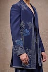 Tarun Tahiliani_Navy Georgette Embroidery Designer Sherwani Set _at_Aza_Fashions