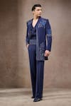 Buy_Tarun Tahiliani_Navy Georgette Embroidery Designer Sherwani Set 